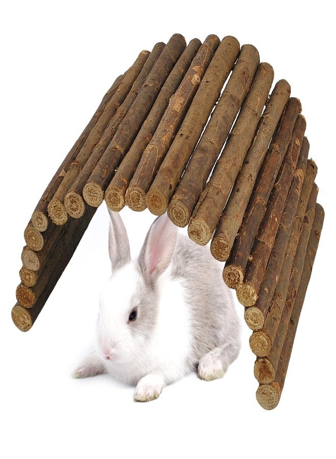 MUYG Large Wooden Rabbit Bridge Ladder,19.68 x 11.81 inches Flexible Bunny Tunnel Hideout House Hamster Natural Chew Toy Small Animal Climbing Ramp for Guinea Pig Chinchilla Rabbit Ferret Hedgehog - Image 1